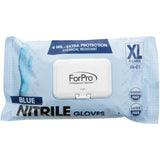 ForPro Professional Collection Disposable Nitrile Gloves, Chemical Resistant, Powder-Free, Latex-Free, Non-Sterile, Food Safe, 4 Mil, Blue, X-Large