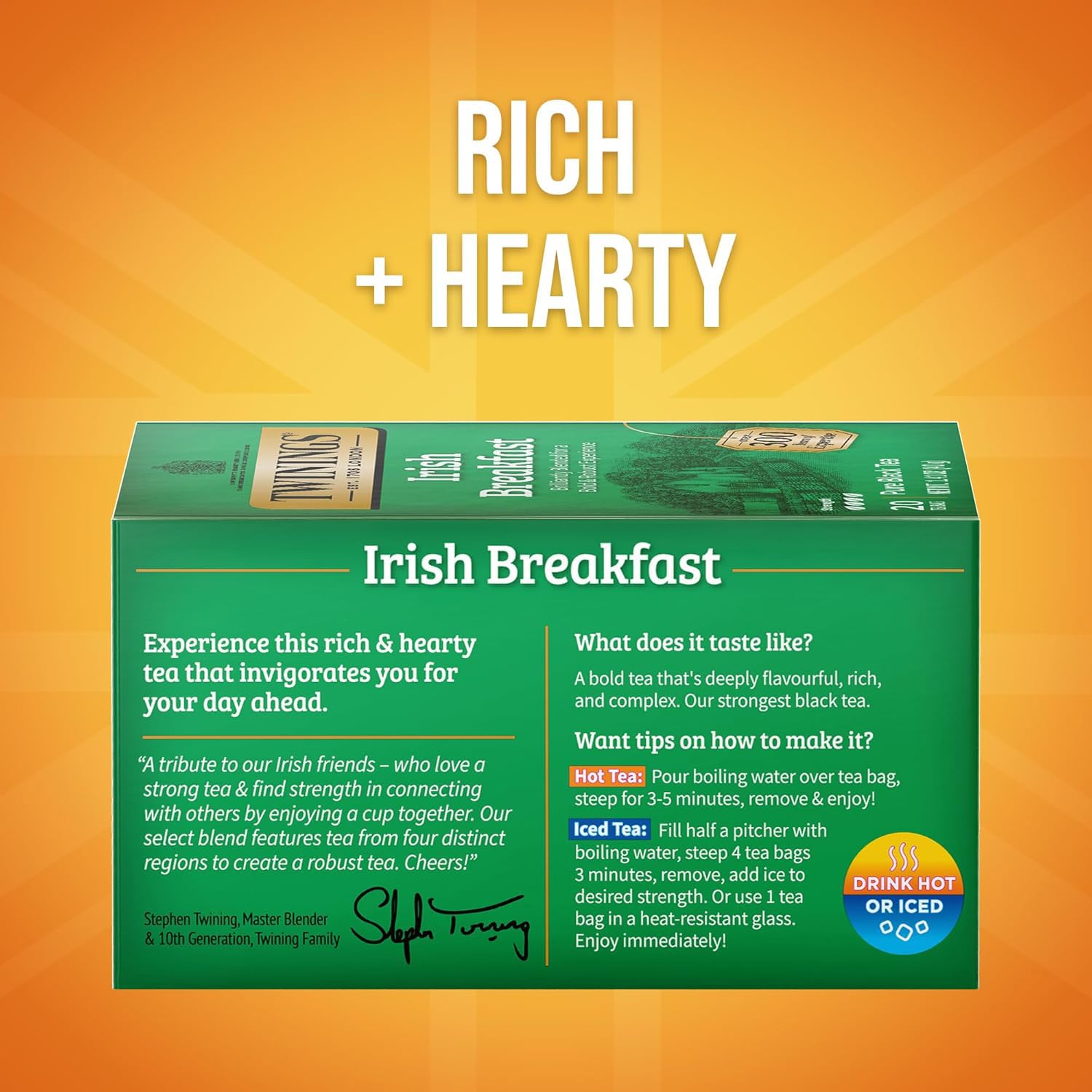 Twinings Tea Variety 2-Pack - Earl Grey + Irish Breakfast, Caffeinated Black Tea Bags, Individually Wrapped, 20 Count Each