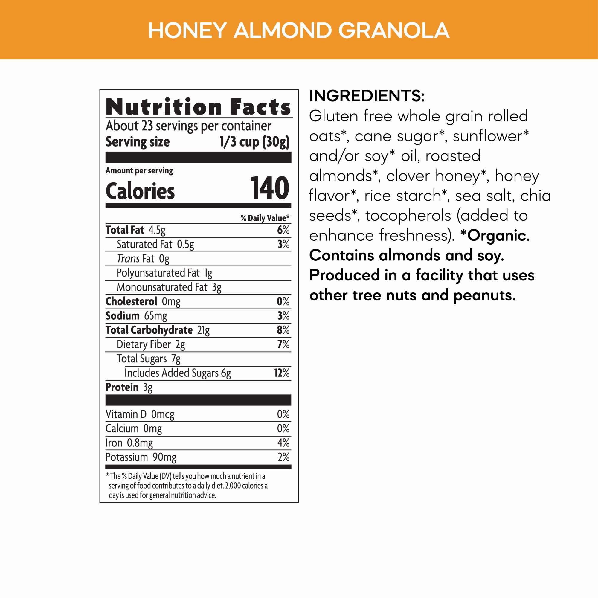 Nature's Path Organic Honey Almond Granola, 24.7 oz (Pack of 1), Gluten Free, Non-GMO