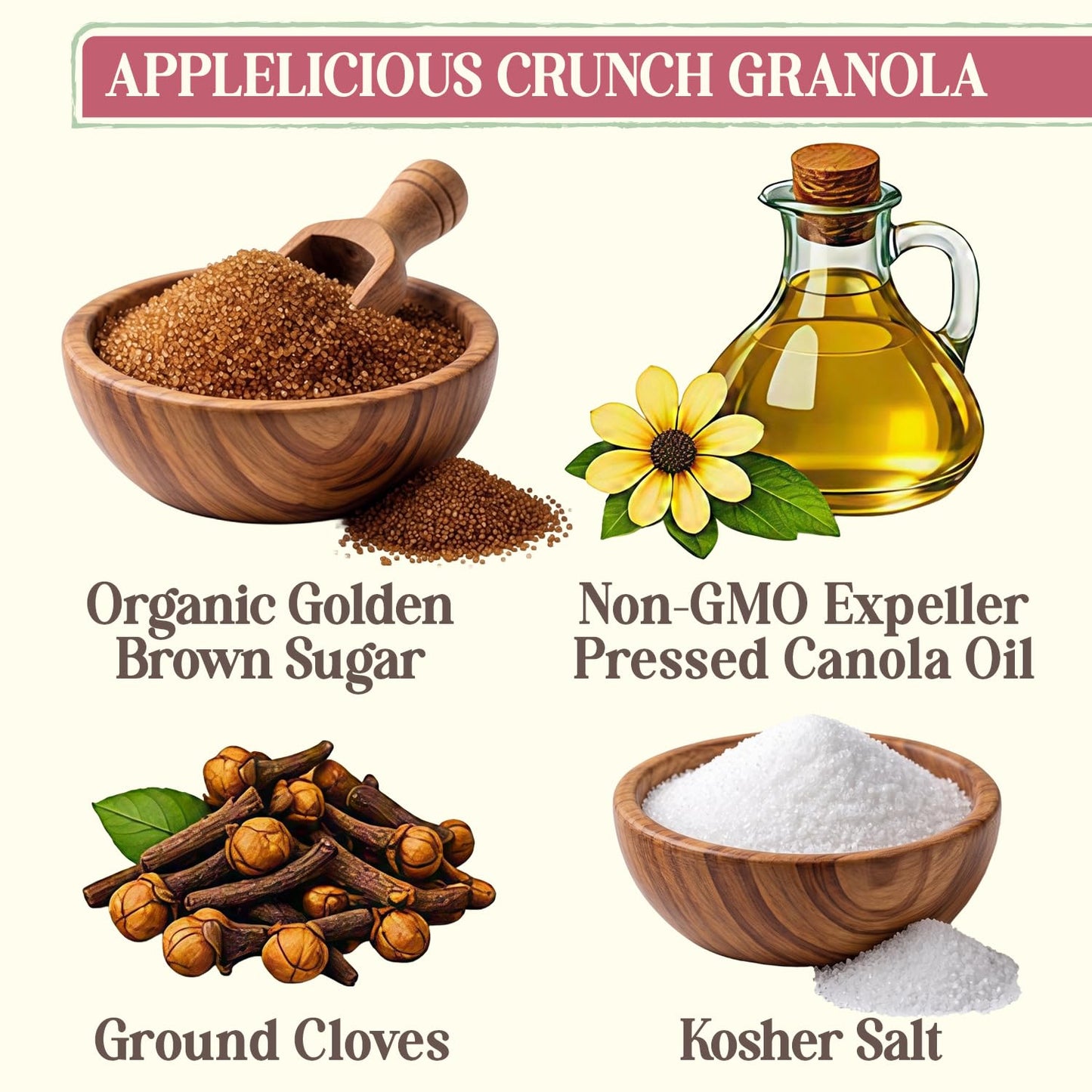 Laura's Gourmet Granola AppleLicious Crunch, 2 lb, Gluten-Free Oats, Vegan, Dairy & Soy Free Snack, Organic Agave, Cinnamon Diced Apples, Artisan