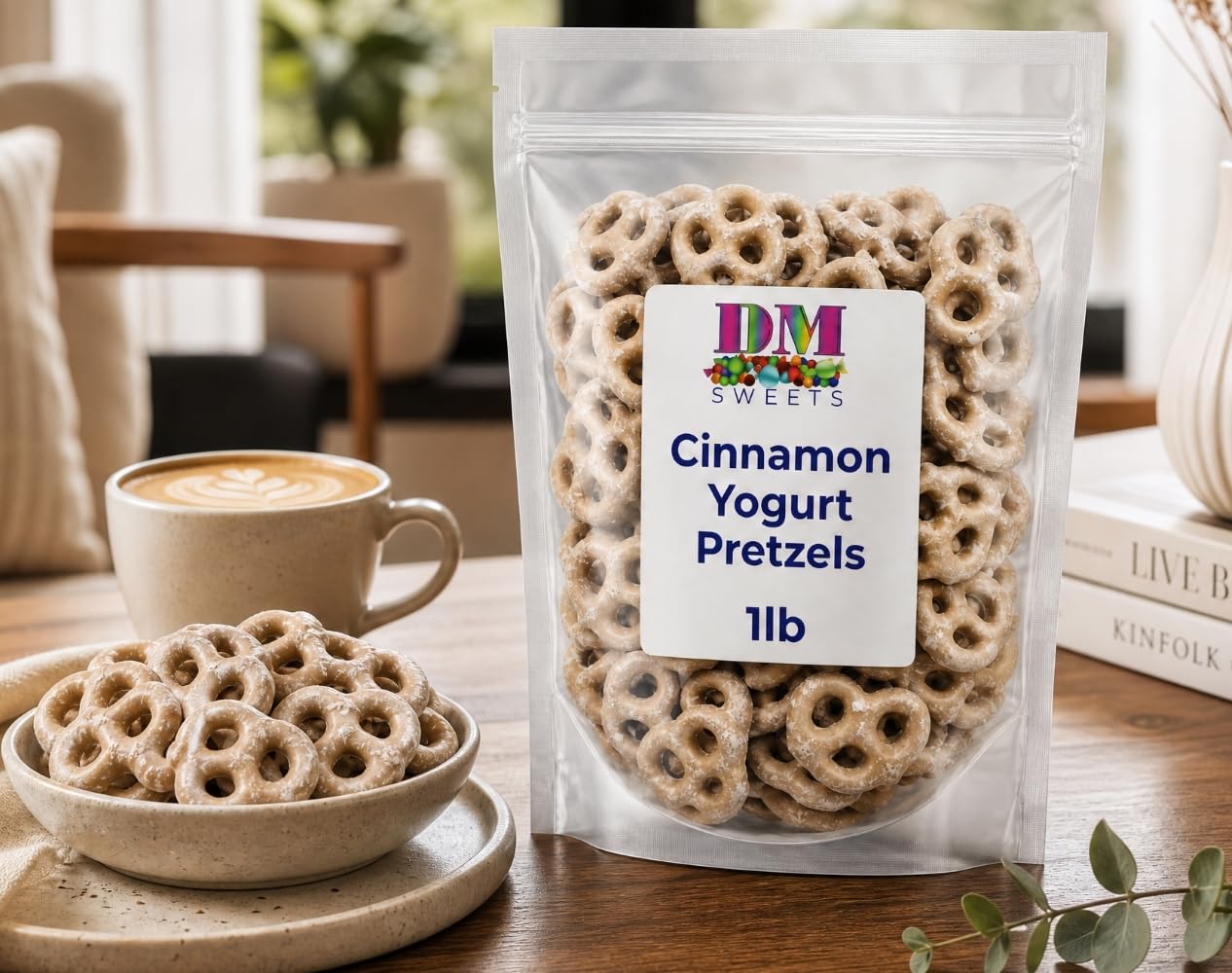 Cinnamon Yogurt Covered Pretzels - 1 lb Resealable Bag | Sweet & Spiced Crunchy Snack | Gourmet Yogurt Pretzel Treats | Perfect for Gifting, Parties