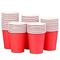 Prgery Paper Cups 8 oz 50 Pack, Disposable Paper Coffee Cups for Hot or Cold Beverage Drinking for Party, Picnic, BBQ, Travel, and Event -Red