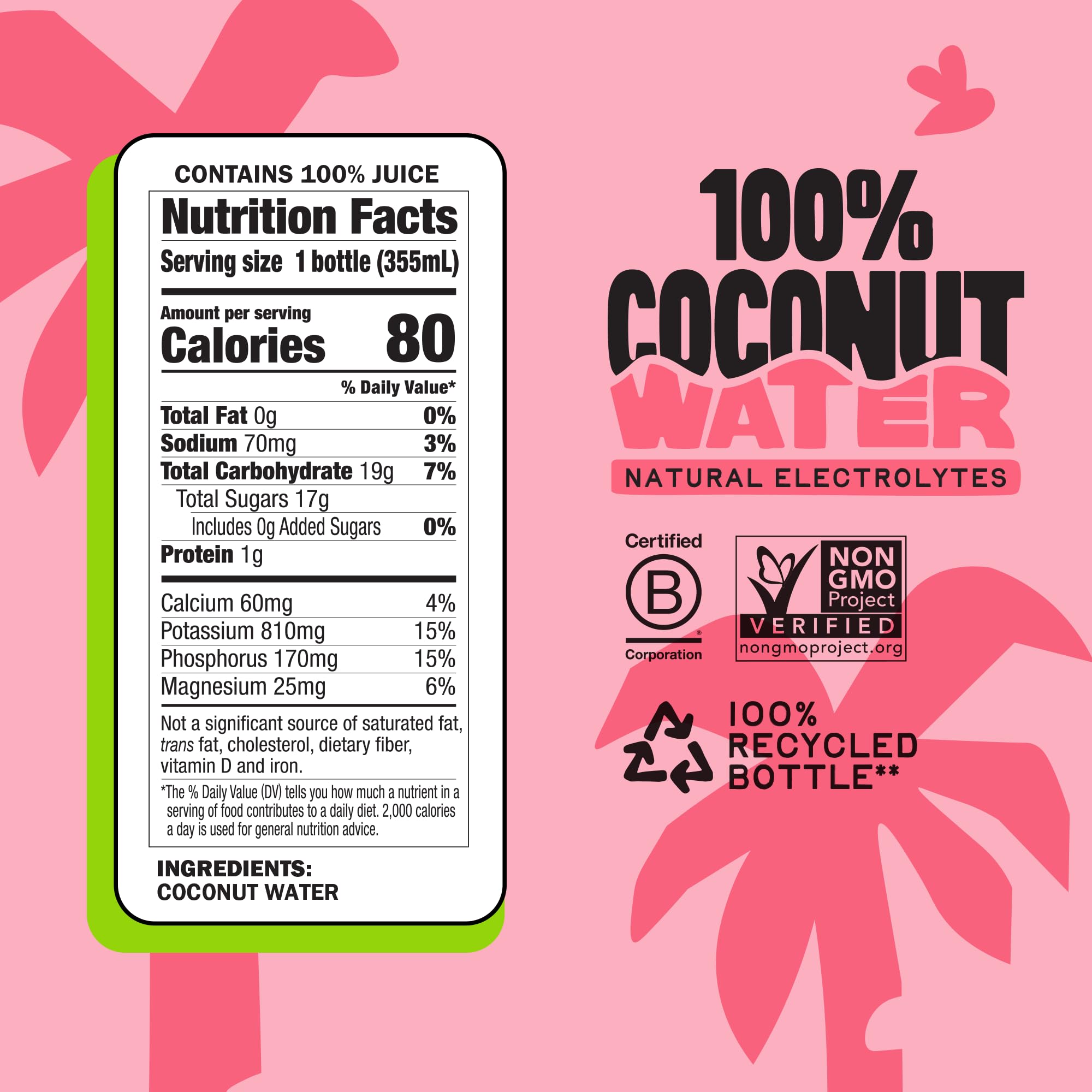 Harmless Harvest 100% Coconut Water 12 Fl Oz, 12pack, Natural Hydration with MCTs, No Sugar Added, Vegan & Non-GMO Certified