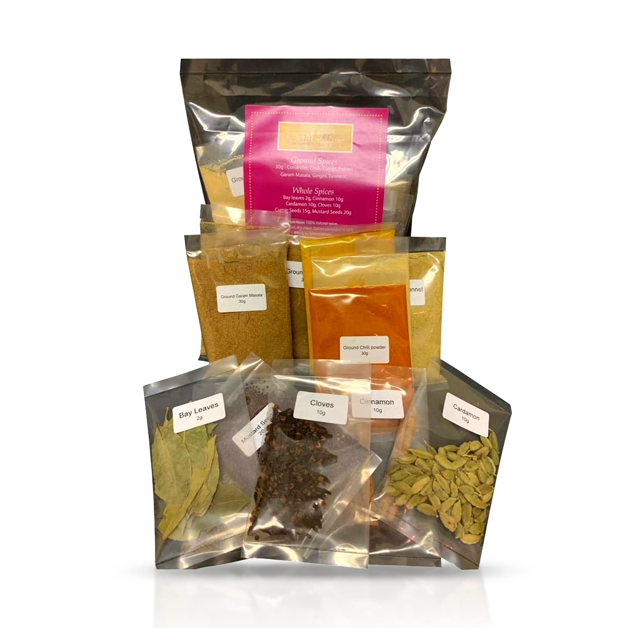 The Three Sisters Organic Indian Spices (13 Pc. Set) Natural, Authentic, and Traditional Flavors for Cookbook Recipes | Turmeric, Cumin, Cardamom