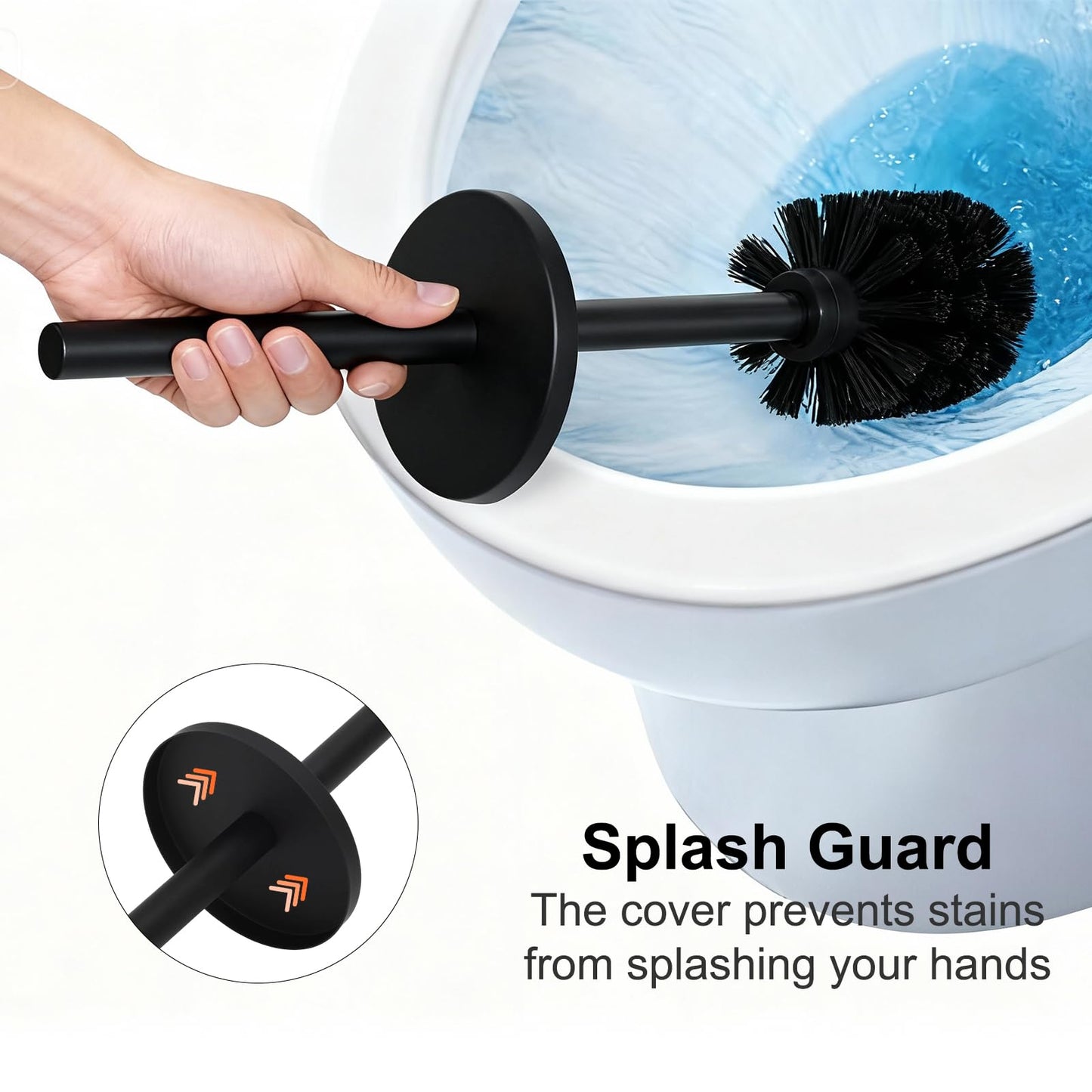 Toilet Brush and Caddy, Stainless Steel Toilet Bowl Brush and Holder, Toilet Bowl Cleaner Brush for Bathroom (Black)