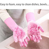 HUAYINGMEI Dishwashing Gloves Kitchen Magic Gloves Dishwashing Brush (Pink)