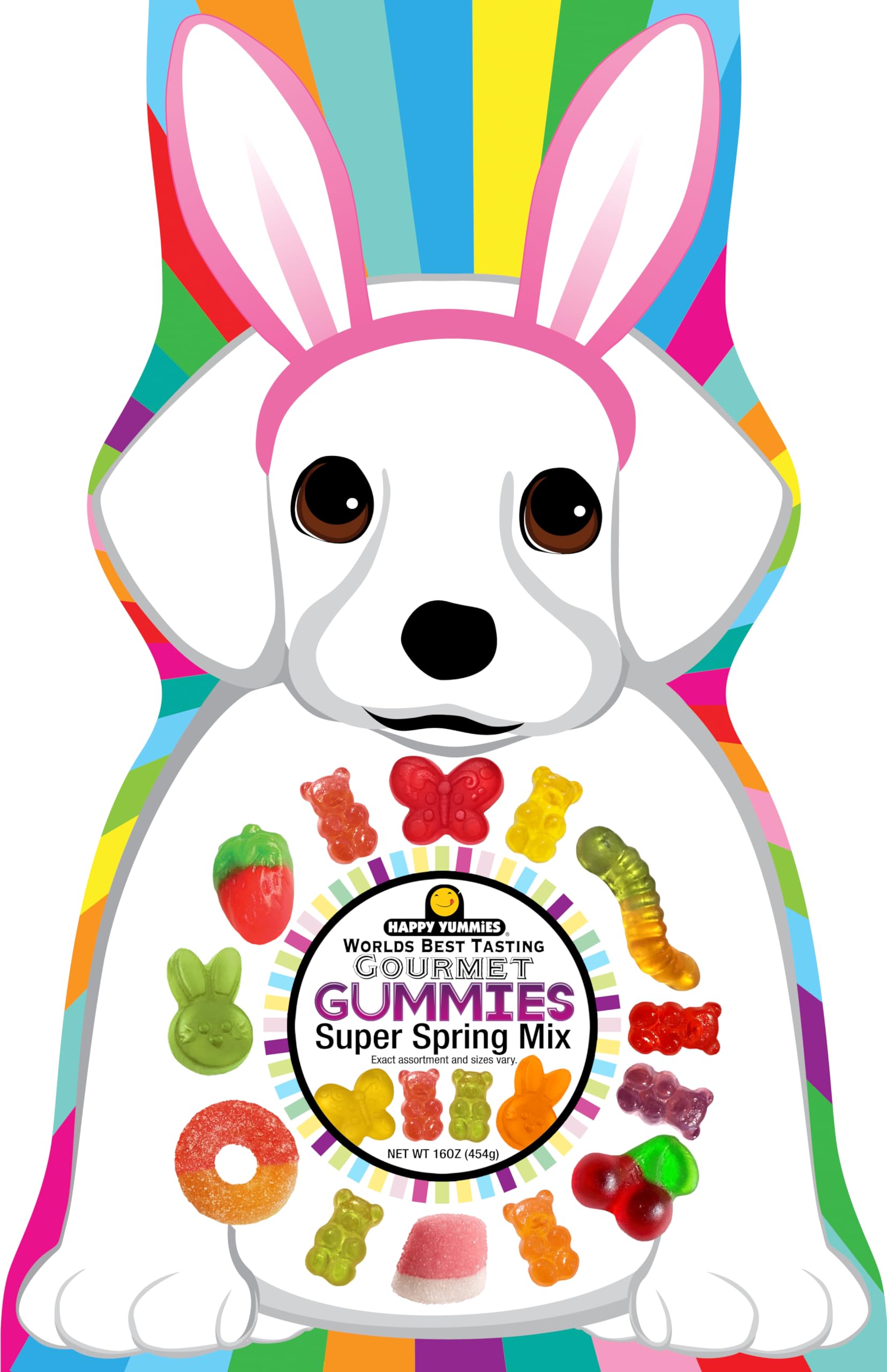 Happy Yummies Gummies, Adorable Gourmet Gummies in a Puppy Shaped Bag - Delicious Assorted Flavors Candy Snacks for Spring Celebrations, Perfect