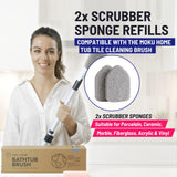 Moku Home Replacement Scrubber Refill for Moku Home Extendable Tub Tile Shower Brush for Cleaning Non-Scratch (2X Scrubber Sponge Gray)