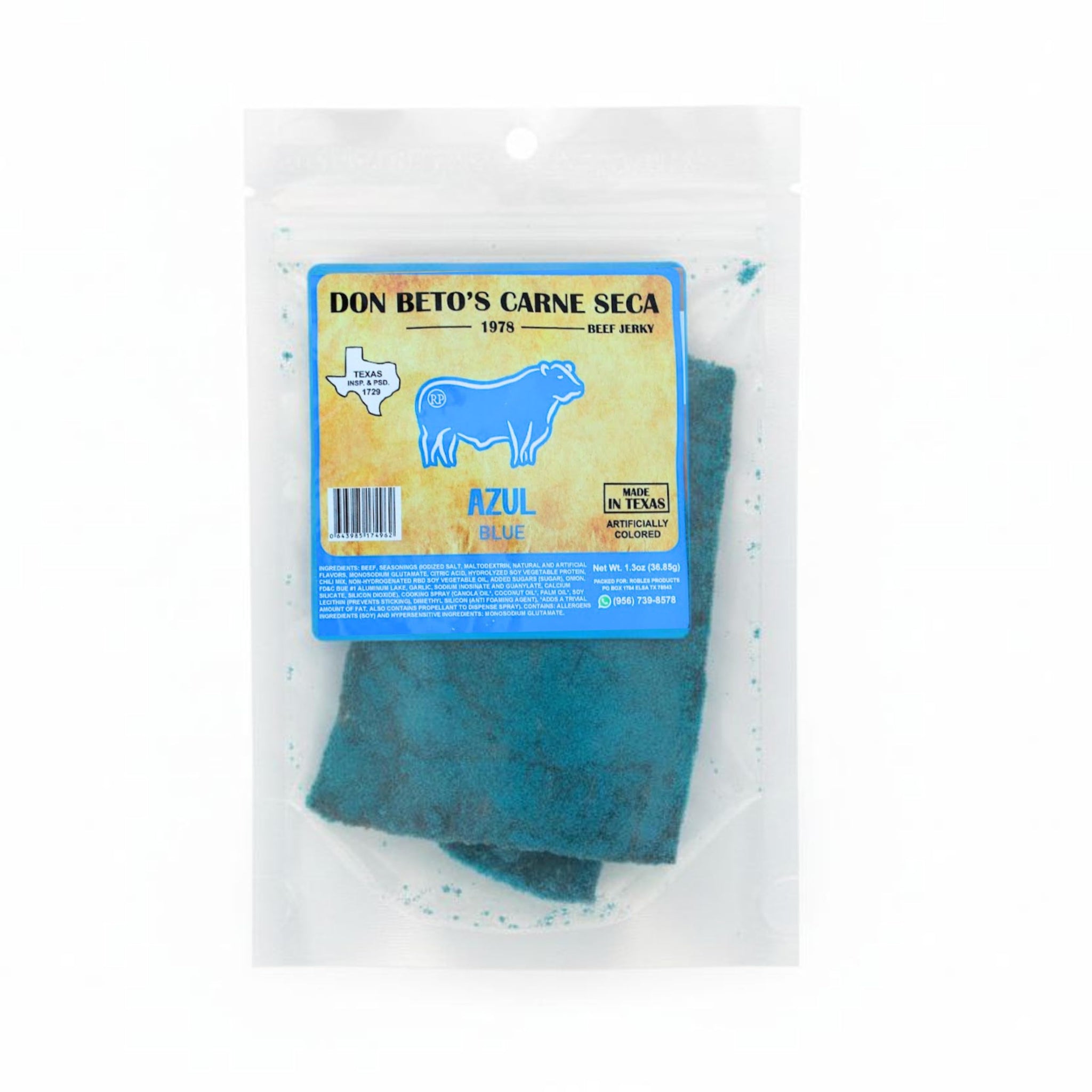 Don Beto's Spicy Blue Carne Seca Beef Jerky, Made in Texas, 1.3 oz