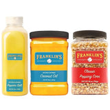 Franklin's Gourmet Popcorn - Classic 28 oz. Popping Kernels, 19 oz. Butter Flavored Popcorn Seasoning Salt, 30 oz. Butter Flavored Coconut Oil