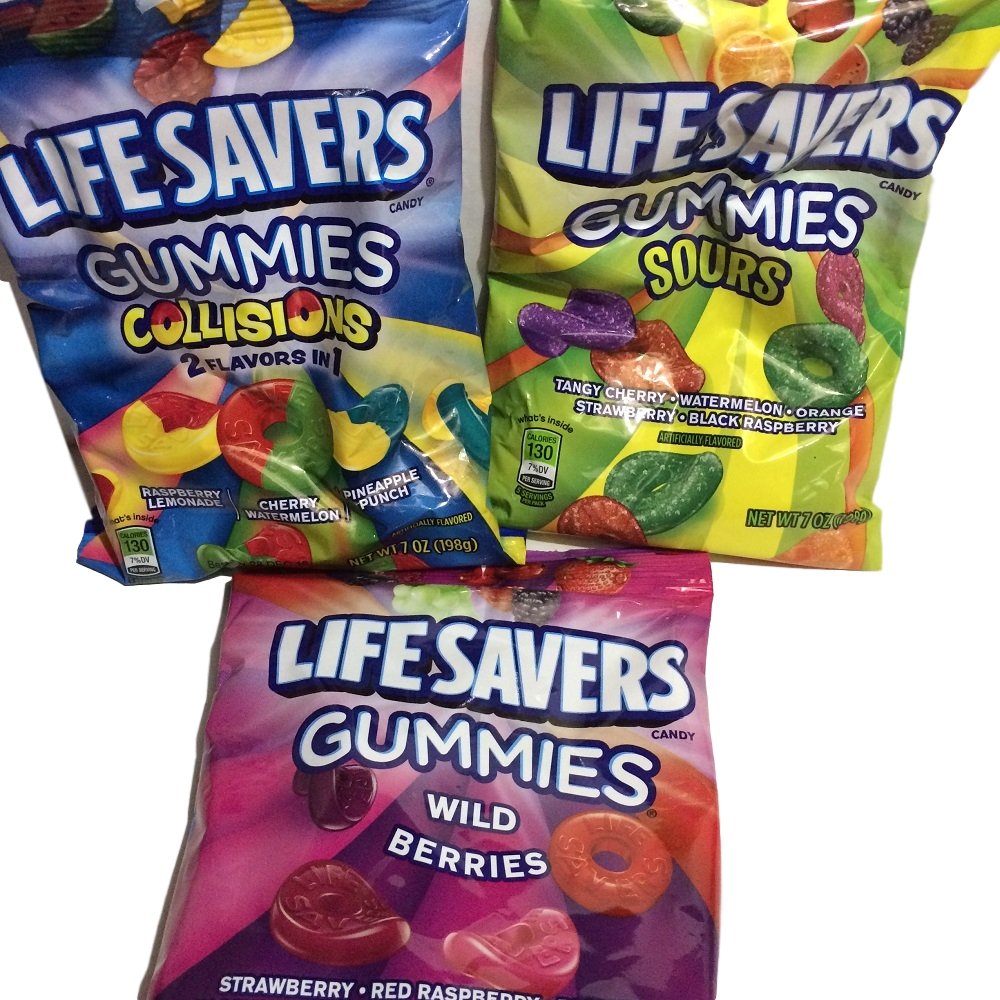 LifeSavers Gummies, Collisions, Wild Berries and Sours 7oz, 3 Bags