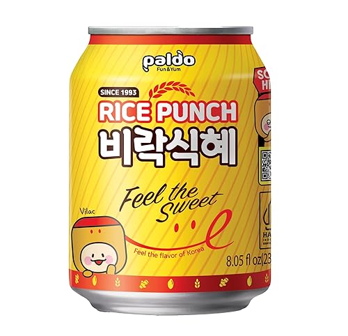 Paldo Fun & Yum Vilac Shikhye Sweet Rice Punch Drink, Pack of 12 Cans, Korean Traditional Sikhye, Malty-Rice Flavored Beverage, Best Dessert Drinks