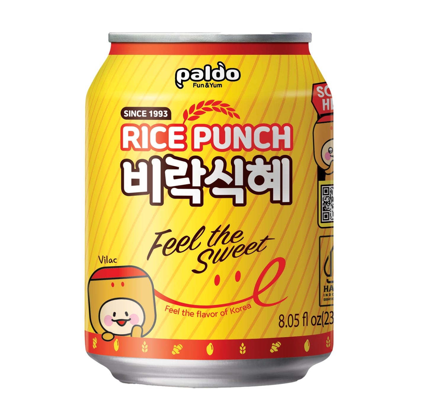 Paldo Fun & Yum Vilac Shikhye Sweet Rice Punch Drink, Pack of 12 Cans, Korean Traditional Sikhye, Malty-Rice Flavored Beverage, Best Dessert Drinks