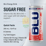 BLU Sugar Free Energy Drink, 12 Pack Slim Cans, 8.4 fl oz (250 mL) Each