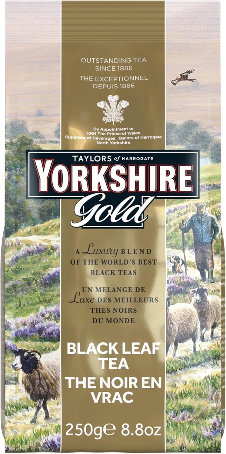 Yorkshire Tea, Gold, Loose Leaf Tea, Black Tea, 8.8 Ounce, Premium Blend, Rich, Smooth, and Satisfying, Classic British Breakfast Blend, Caffeinated
