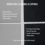 TIDY SYSTEM Swedish Dishcloths 10 Pack - Color-Coded Kitchen Cleaning Cloths - 5 Dark for Cleaning, 5 White for Drying - Replaces Paper Towels