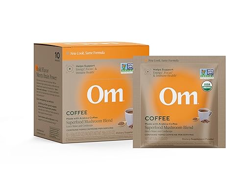 OM MUSHROOM SUPERFOOD Instant Coffe - Organic Arabica with Lion’s Mane, Cordyceps, Reishi, Turkey Tail & Ginkgo Biloba - Supports Energy, Focus