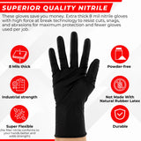 BLACK PYTHON HD 8 MIL Nitrile Disposable Gloves, Latex & Powder Free, Industrial, Raised Diamond Texture, Case/1000, X-Large