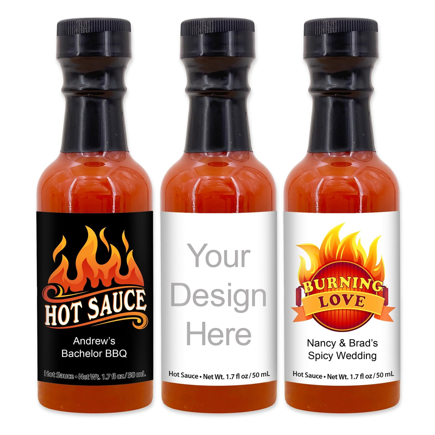 Hot Sauce Wedding Favors, Hot Sauce Labels, Hot Sauce Favor, Custom Hot Sauce, Custom Hot Sauce Bottle - 1.7oz (Set of 12)