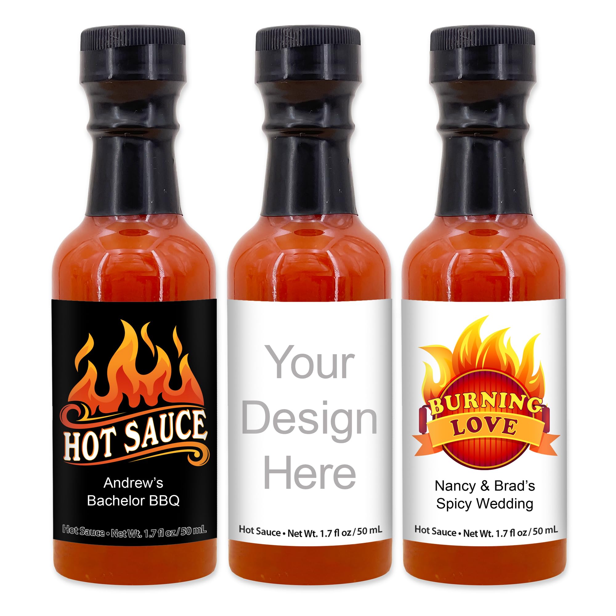 Hot Sauce Wedding Favors, Hot Sauce Labels, Hot Sauce Favor, Custom Hot Sauce, Custom Hot Sauce Bottle - 1.7oz (Set of 12)