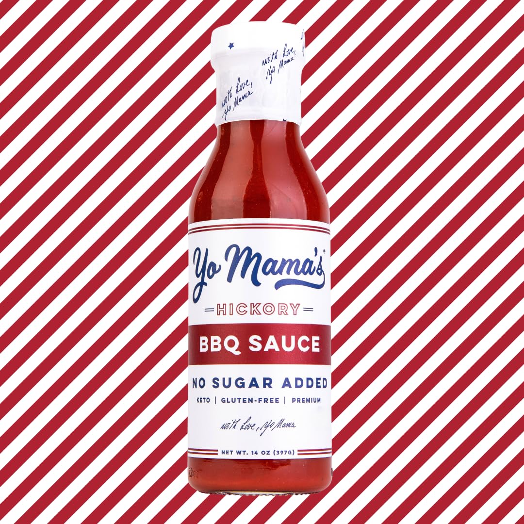 Yo Mama's Foods Keto Hickory BBQ Sauce - (Pack of 3) - Vegan, No Sugar Added, Low Carb, Low Sodium, Gluten Free, Paleo, and Made with Whole Non-GMO