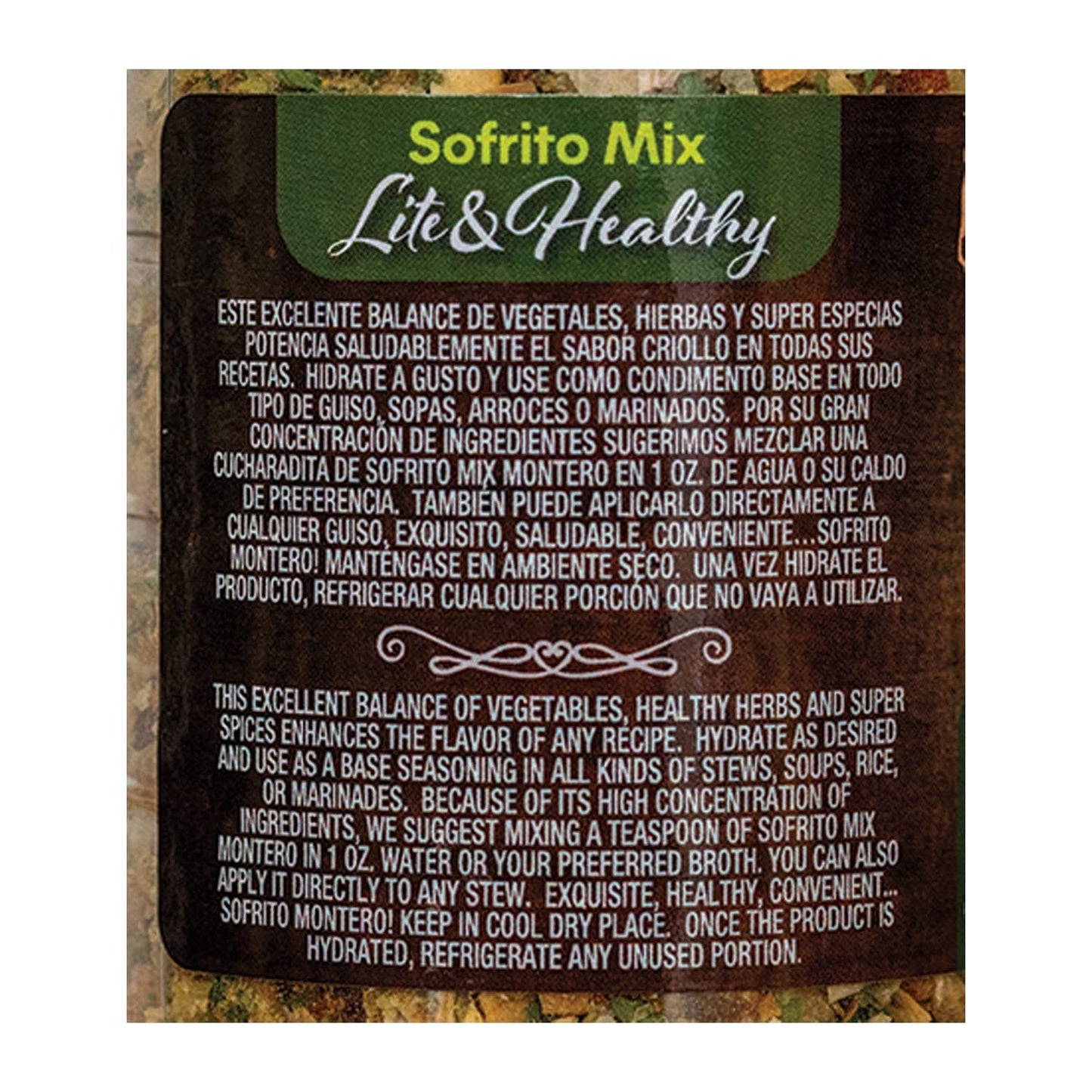 Montero Sofrito Mix 15oz - Dry Veggies & Spices Cooking Base - Salt & MSG Free - Natural Ingredients - Lite & Healthy (Made in Puerto Rico)