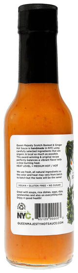 Queen Majesty Hot Sauce - Scotch Bonnet & Ginger Hot Sauce, 5 Fl Oz (2 Pack) - All Natural, Vegan, Gluten Free, Sugar Free, Made in the USA, Featured