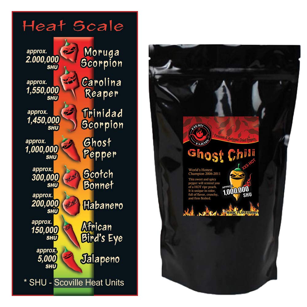 Natural Orange Bhut Jolokia Ground Chili Powder aka Peach Ghost Pepper Fine Ground Powder by Magic Plant (8oz)