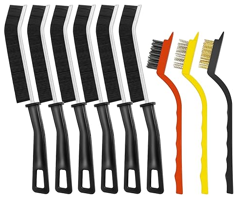 9PCS Crevice Cleaning Brush, Hard Bristle Scrub Brushes Tools for Deep Cleaning Gap, Multifunctional Grout Brush for Home, Bathroom, Kitchen, Window