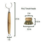 Larga Vitae Bamboo Thick Dish Brush Handle 3-Pack | Fits Tampico, Palm, Sisal & Natural Fiber Heads | Plastic-Free, Biodegradable | Zero Waste Kitchen