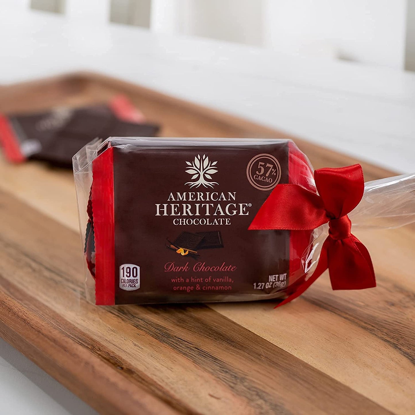 American Heritage Chocolate Bars - 57% Cacao Artisanal Dark Chocolate Bar with Hints of Vanilla, Orange and Cinnamon, 1.27oz Candy Bar/Tablet (Pack