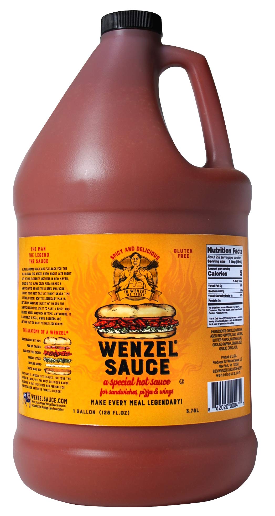 Wenzel | #1 Sandwich Hot Sauce Spicy Tangy Delicious Makes For A Legendary Meal, Gallon