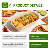 AICHEF 32 oz Paper Bowls 100 Pack for Sandwich Roll, Burrito, Salads, Pasta, Microwavable Meal Catering Disposable Bowls for Lunch To go, 100 Bowls