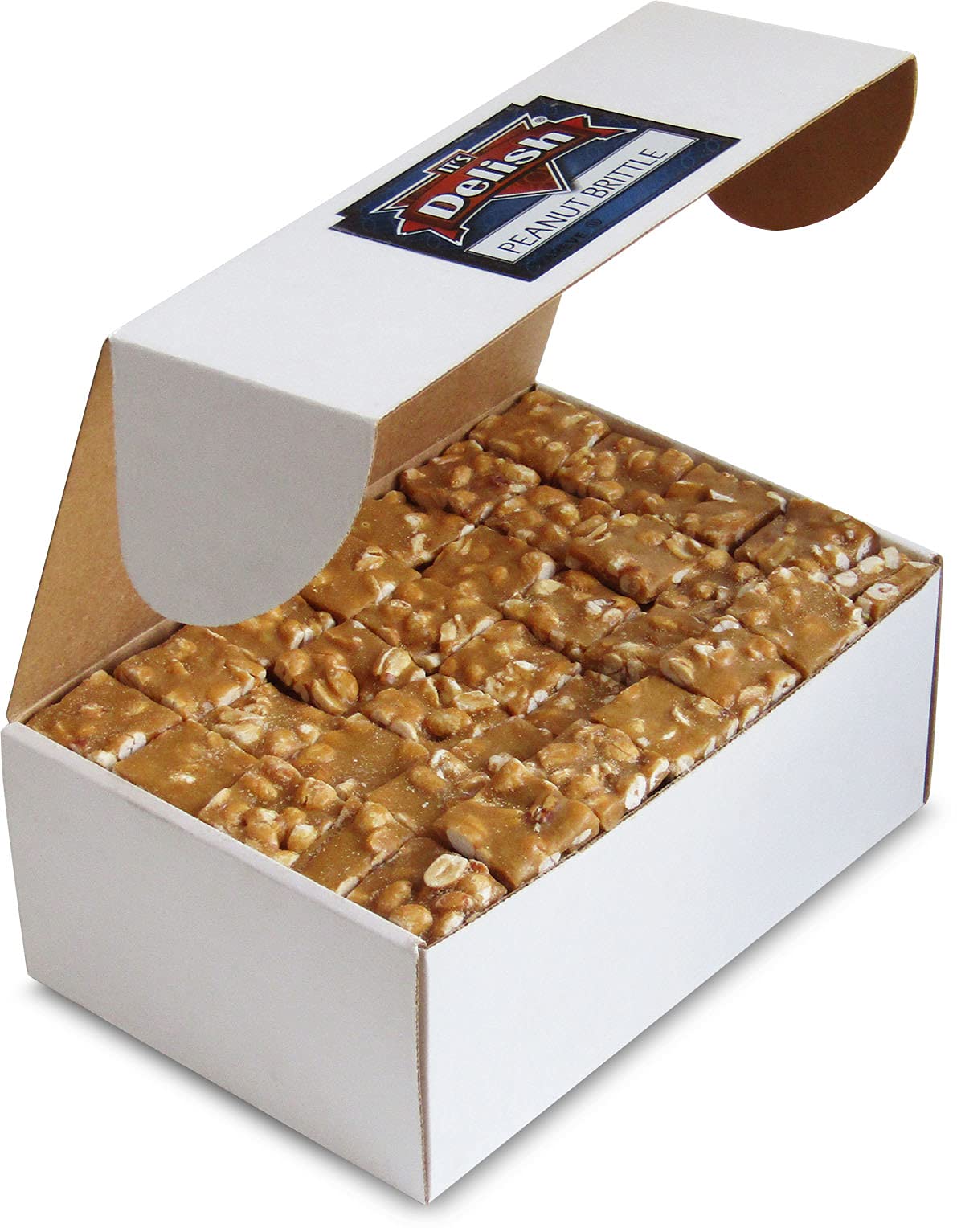 Gourmet Peanut Brittle by It's Delish, 6 LBS Bulk Box - Old Fashion Style Peanut Brittle in Square Cut Pieces - Sweet & Crunchy Candy in Bulk Great
