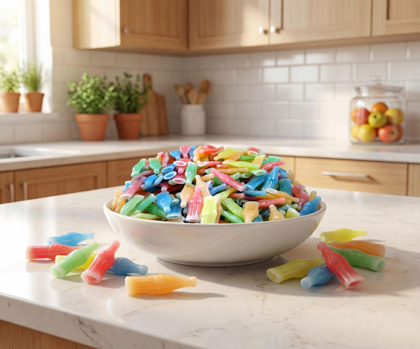 Wax Candy Bottles - Nostalgic Retro Assorted Fruity Liquid Inside Chewy Wax Bottles 1 lb in a Resealable Bag