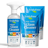 Truly Free Natural Glass Cleaner Kit - Removes Dirt & Debris for Sparkling Clean Windows & Glass Surfaces at Home, Office & Garage, Includes 16 oz