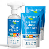Truly Free Natural Glass Cleaner Kit - Removes Dirt & Debris for Sparkling Clean Windows & Glass Surfaces at Home, Office & Garage, Includes 16 oz