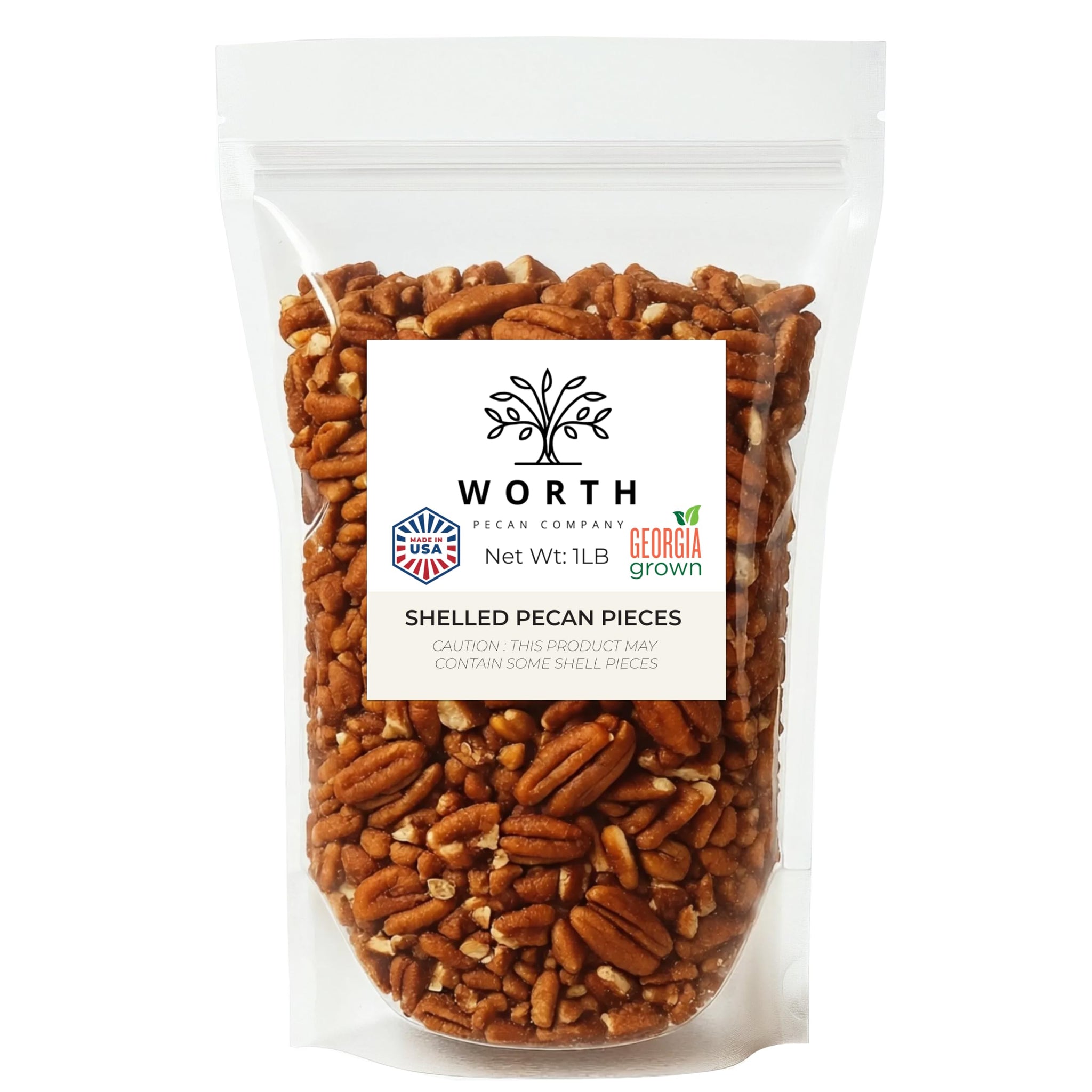 Pecan Pieces 1 lb | Georgia-grown Raw Chopped Pecans | Premium Grade A | Baking Ingredient, Salad Topper, Roasting, Snacking | Vegan, Gluten Free