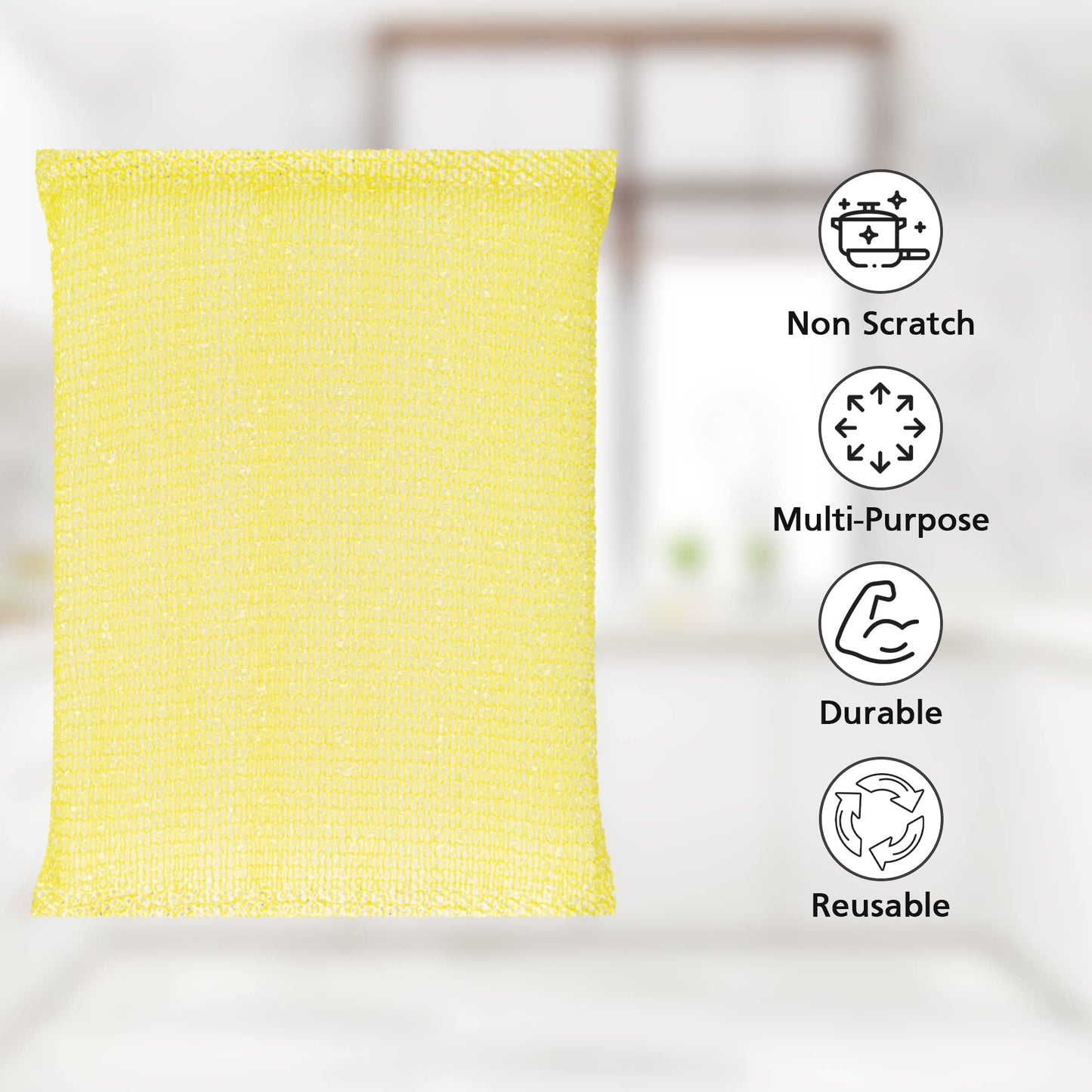 DecorRack 8 Multipurpose Scouring Pads, Non-Scratch Cleaning Sponge for Kitchen, Bathroom, Pots, Pans, and Dishes (8 Pack)