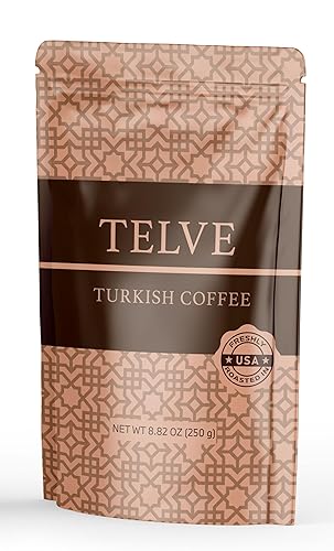 Telve Turkish Coffee, Premium Ground Arabica Beans, Fresh USA Roasted, (8.82 oz / 250 g)