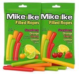 Mike and Ike Filled Licorice Ropes, Assorted Fruit Flavors, Soft and Chewy Candy with Filled Center, 2 Pack