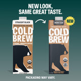 Wandering Bear Straight Black Organic Cold Brew Coffee - Extra Strong, Bold, Smooth, Unsweetened, Shelf-Stable, Ready to Drink & Vegan, 100% Organic