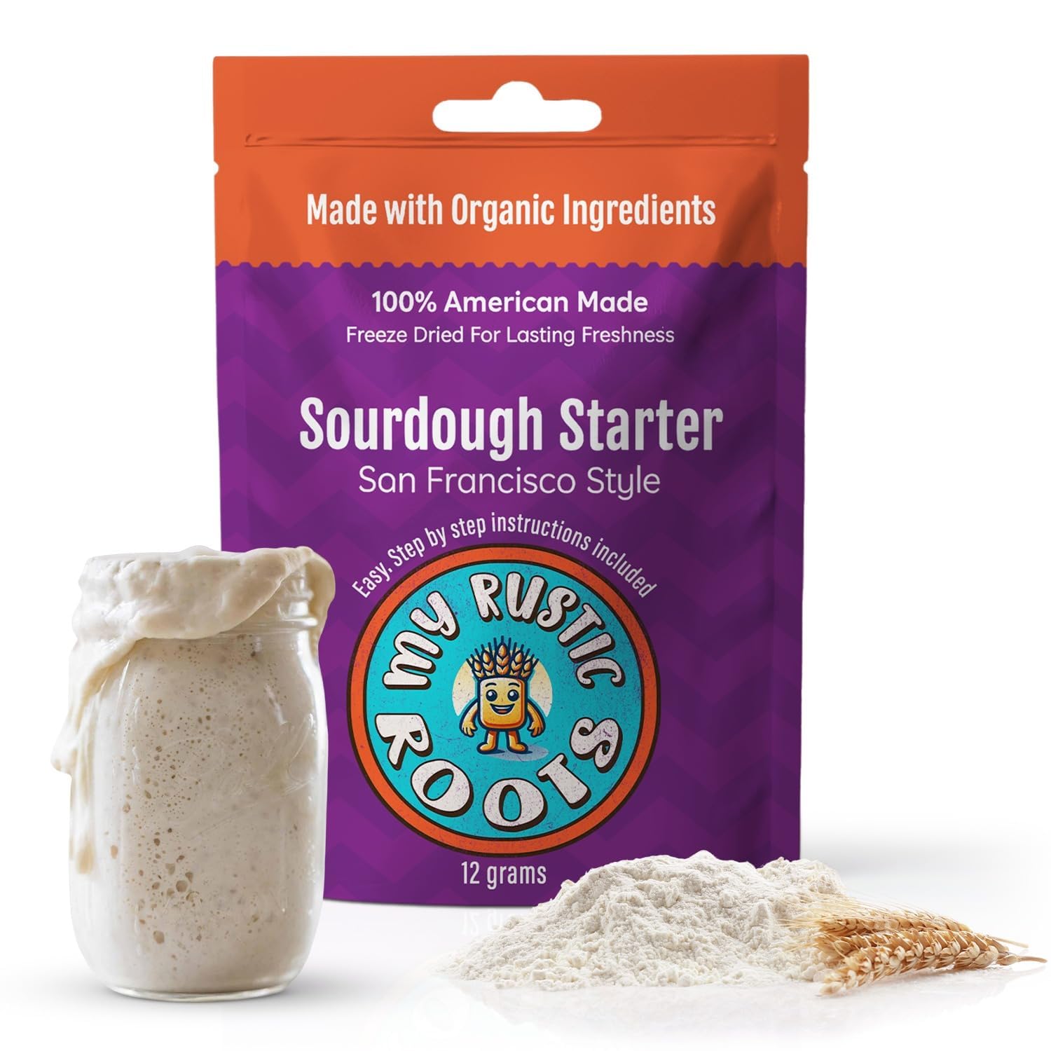 MY RUSTIC ROOTS San Francisco Sourdough Starter Culture - All Natural & Organic Sourdough Bread Starter - Beginner Friendly - Perfect for Baking
