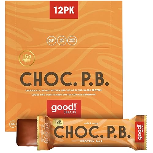 good! Snacks Chocolate Peanut Butter Vegan Protein Bar, Soy & Gluten Free, Plant Based, Low Sugar, 15g Clean Protein, Natural Healthy Snack, Kosher
