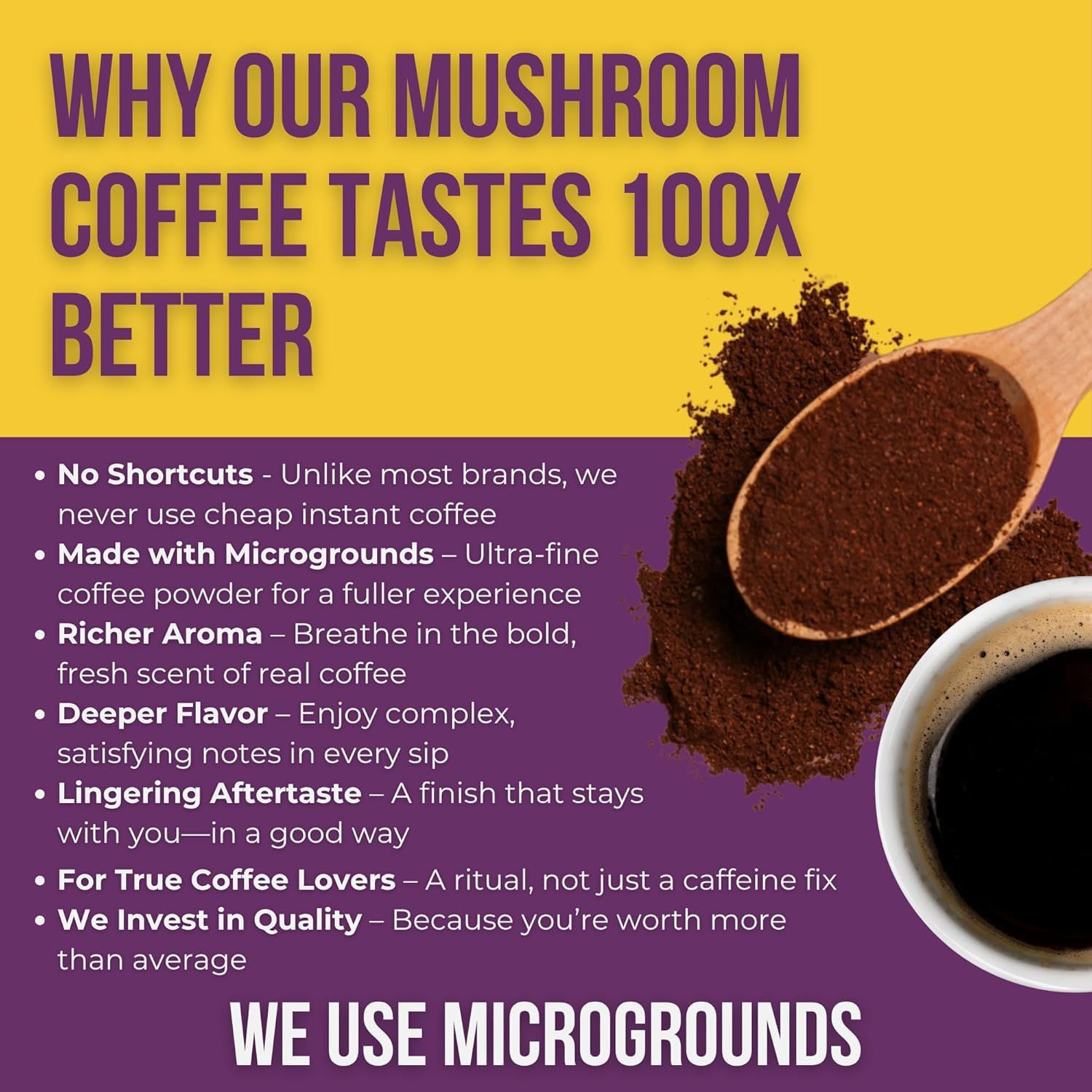 Grateful Earth Mushroom Coffee, Coconut Instant Coffee with Cinnamon, Turmeric, Lion’s Mane Mushrooms, L-Theanine, Chaga, Super Brain Blend, Energy