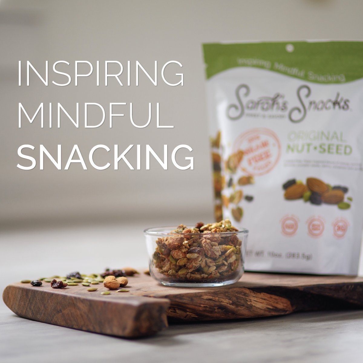 Sarah's Snacks Original Nut & Seed Grain Free Granola | Paleo | No Refined Sugar | Low Carb | Gluten Free | Dietitian Formulated | 10 oz Bag (Pack