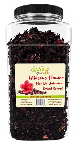 Dried Hibiscus Flower 1.5 lb | Flor De Jamaica & Dried Sorrel | Tea, Jamaican Sorrel Drink, Herbal Beverages | Resealable USA Packed Container |