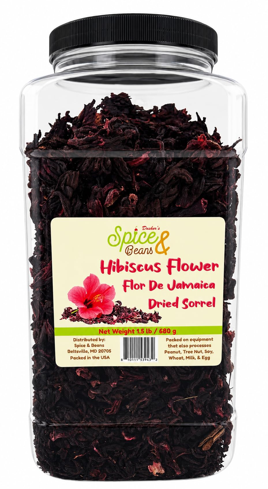 Dried Hibiscus Flower 1.5 lb | Flor De Jamaica & Dried Sorrel | Tea, Jamaican Sorrel Drink, Herbal Beverages | Resealable USA Packed Container |