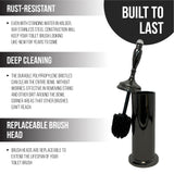 Splash Home Buena Stainless Steel Toilet Brush with Holder, Bowl Scrubber with Durable Cleaning Bristles, Hidden Brush with Splash Protective Disc