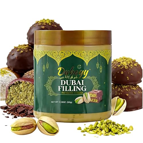 Dubai Chocolate Filling by Dubayy, Viral Pistachio Chocolate Spread with Kataifi Crisp, Luxury Dessert Dip for Waffles, Pancakes, Bread, Desserts